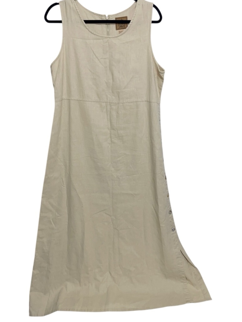 Vintage A.M.I. Dress Womens Large Linen Blend Jumper Side Buttons Lagenlook Boho